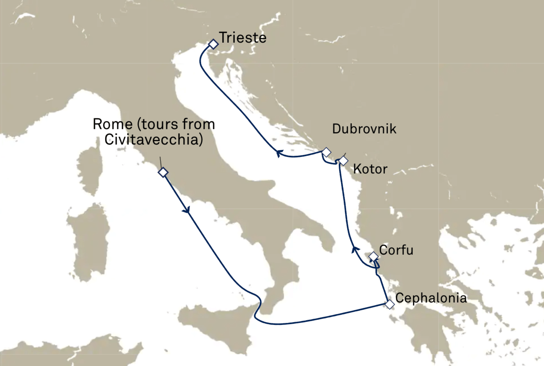 Itinerario Med Orientale Cunard